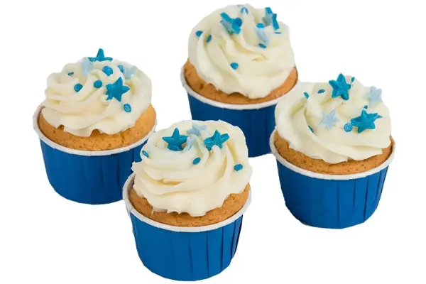 Cool Blue Little Birthday Cupcakes with Candle - 4