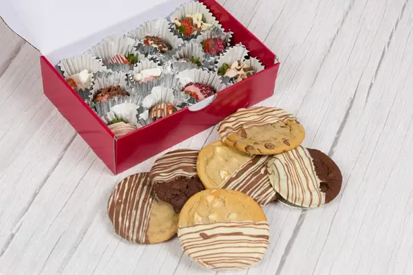 6 Dipped Cookies and 12 Mixed Selection Dipped Strawberries